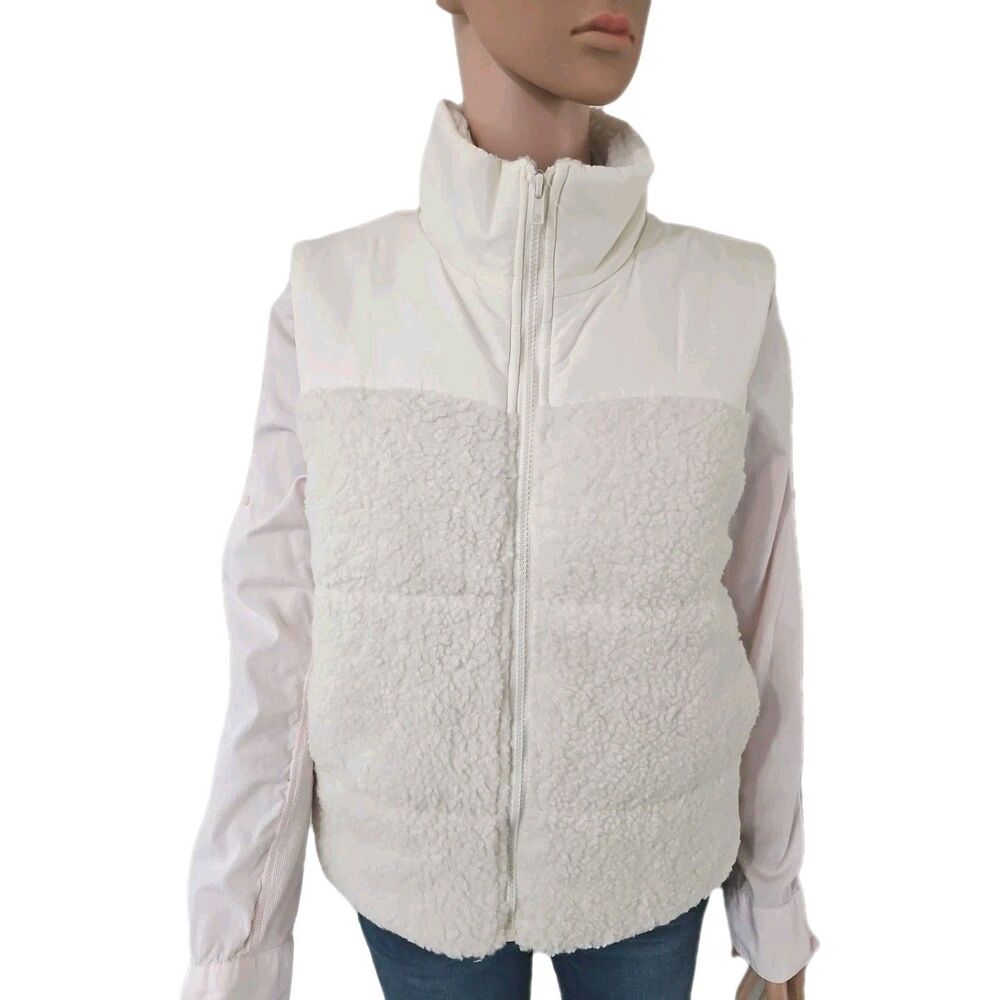 Staccato Ivory Sherpa & Quilted Puffer Zip Vest Size M - Picture 2 of 5